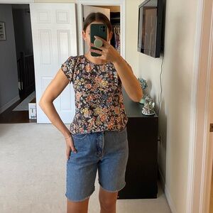 Loft Floral Short Sleeve Blouse